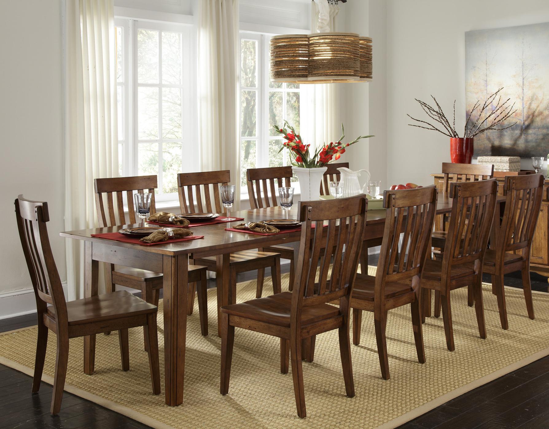 AAmerica Toluca TOLRA617L Solid Wood Leg Table with 3 Self Storing Leaves Rune s Furniture Table Dining formal